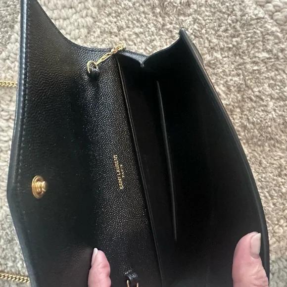 YSL Black Clutch with Gold chain - Picture 4 of 10